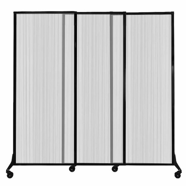 QuickWall Sliding Portable Partition 7' x 6'8" Clear Fluted Polycarbonate